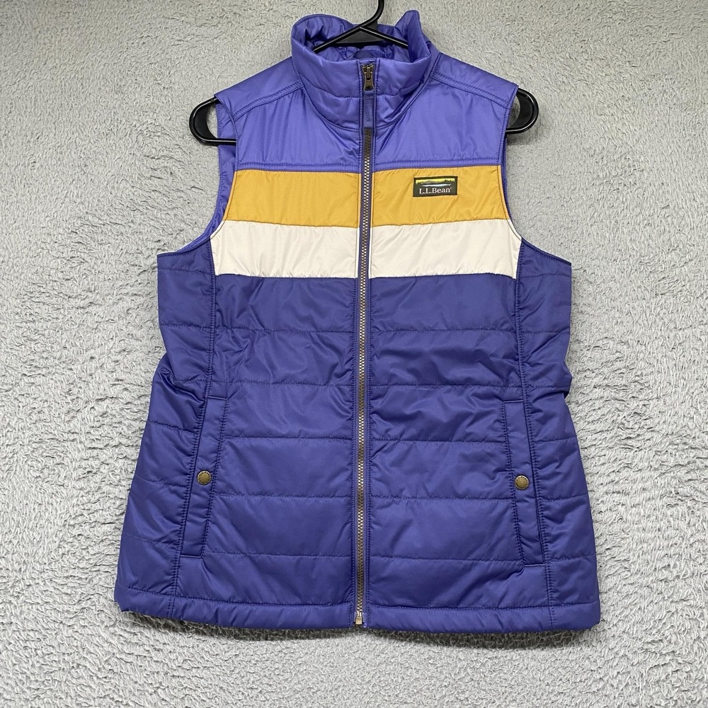 LL Bean Puffer Vest Womens Small Mountain Classic Colorblock Full Zip Outdoor